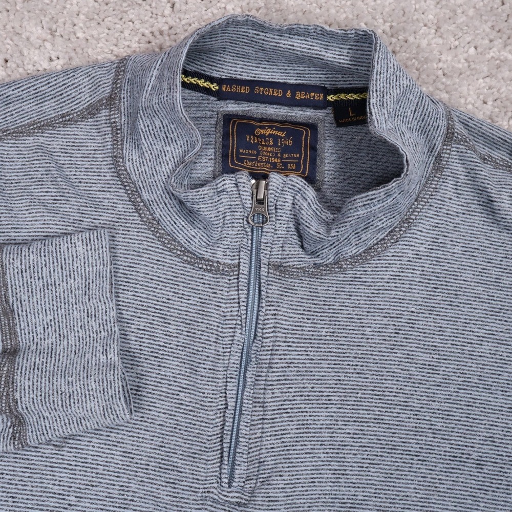 Vintage 1946 Washed Stoned & Beaten Pullover 1/4 Zip Long Sleeve Shirt Large‎